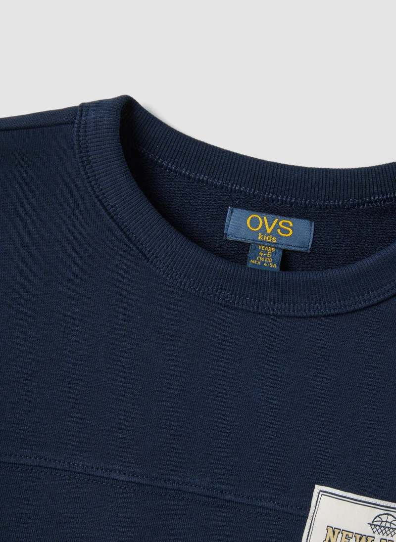 Ovs  OVS Blue Organic Cotton Sweatshirt With Print For Boys, Relaxed Fit for Men | Best Price UAE