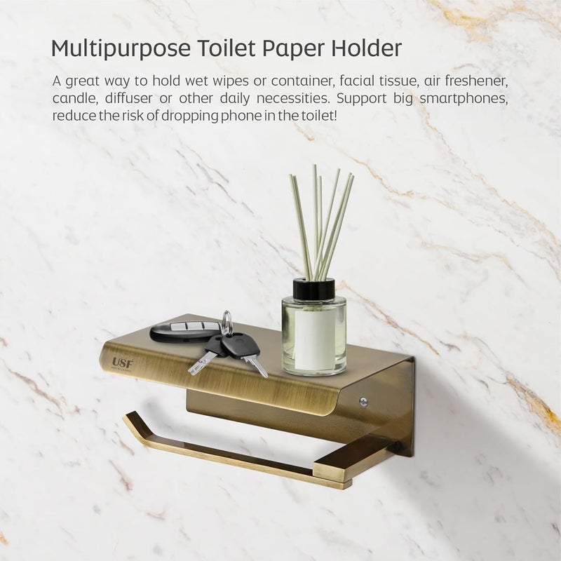 U-S-F BATH ACCESSORIES USF Toilet Paper Roll Holder for Bathroom 304 Stainless Steel Toilet Paper Holder in Bathroom Toilet Tissue Roll Holder for Bathroom Toilet roll Stand Bathroom AccessoriesAntique Square  - Image 2