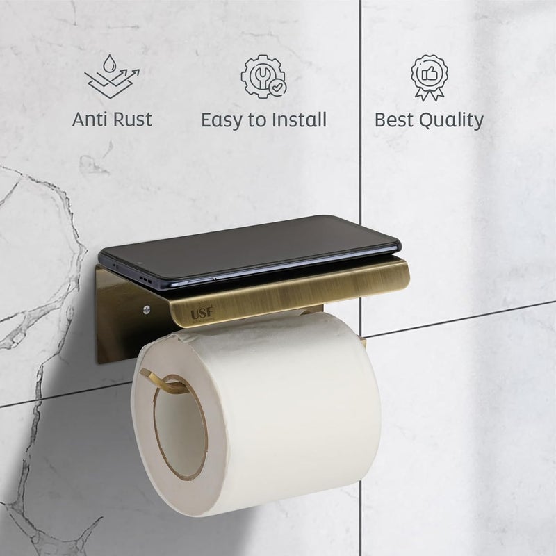 U-S-F BATH ACCESSORIES USF Toilet Paper Roll Holder for Bathroom 304 Stainless Steel Toilet Paper Holder in Bathroom Toilet Tissue Roll Holder for Bathroom Toilet roll Stand Bathroom AccessoriesAntique Square  - Image 4
