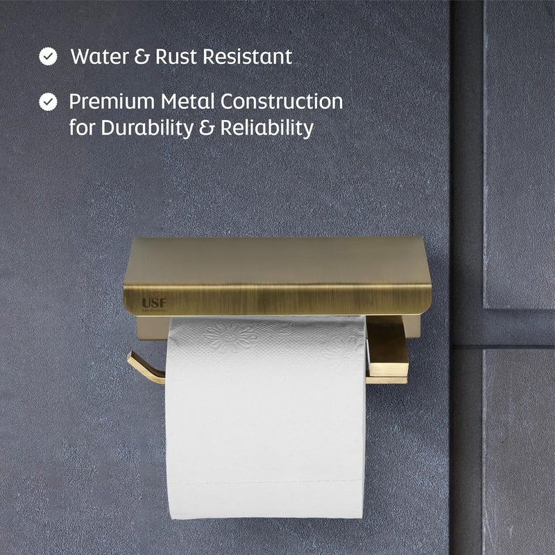 U-S-F BATH ACCESSORIES USF Toilet Paper Roll Holder for Bathroom 304 Stainless Steel Toilet Paper Holder in Bathroom Toilet Tissue Roll Holder for Bathroom Toilet roll Stand Bathroom AccessoriesAntique Square  - Image 3