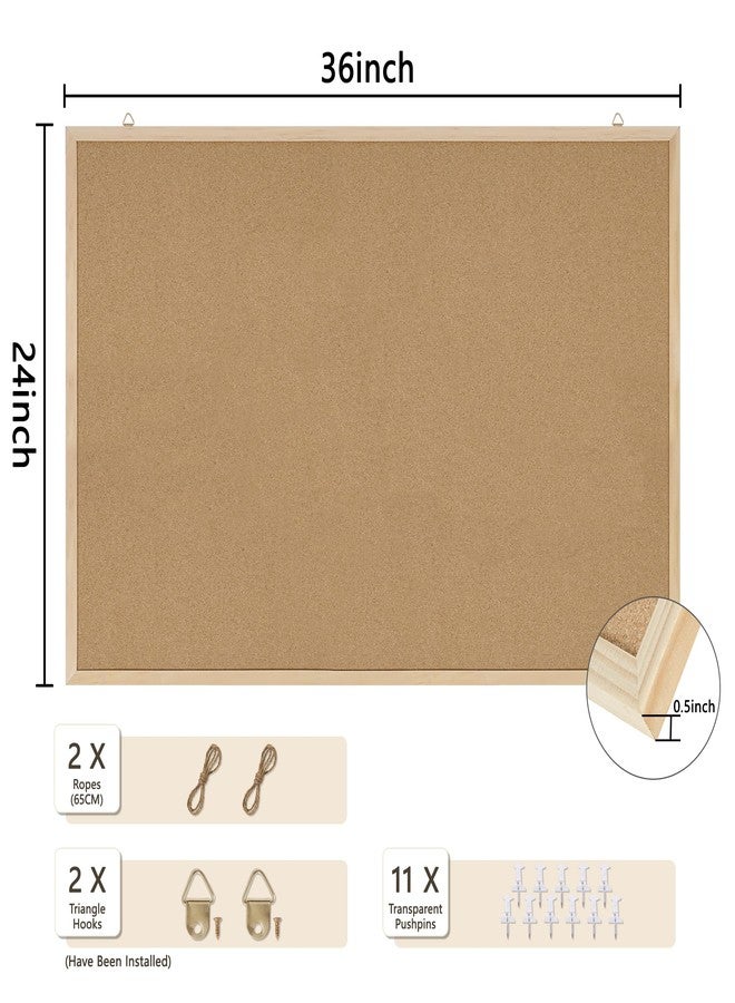 DAHAPYBOO Cork Board Bulletin Board,36x24 Cork Board for Office with Pin Oak Wood Boards,Message Board or Vision Board Decoration. - Image 2