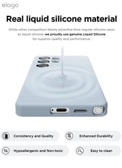 Elago Liquid Silicone for Samsung Galaxy S25 ULTRA Case Cover Full Body Screen Camera Protective, Shockproof, Slim, Anti-Scratch Soft Microfiber Lining - Light Blue  - Image 4