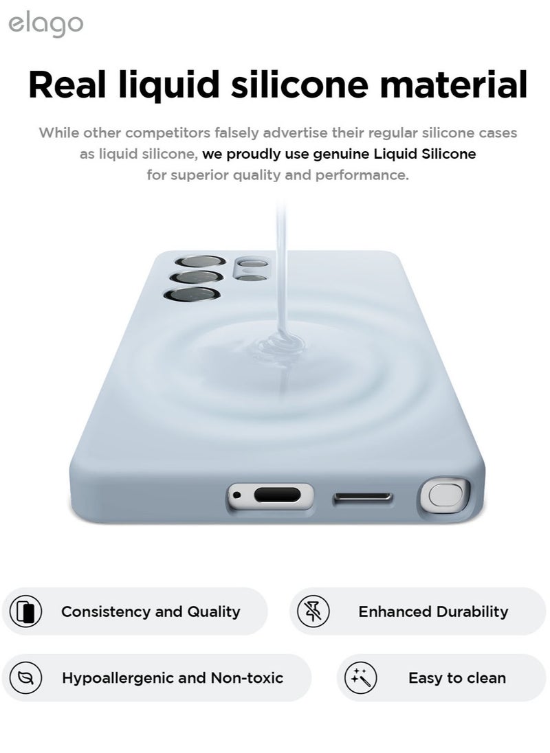 Elago - Liquid Silicone for Samsung Galaxy S25 ULTRA Case Cover Full Body Screen Camera Protective, Shockproof, Slim, Anti-Scratch Soft Microfiber Lining - Light Blue - Image 1