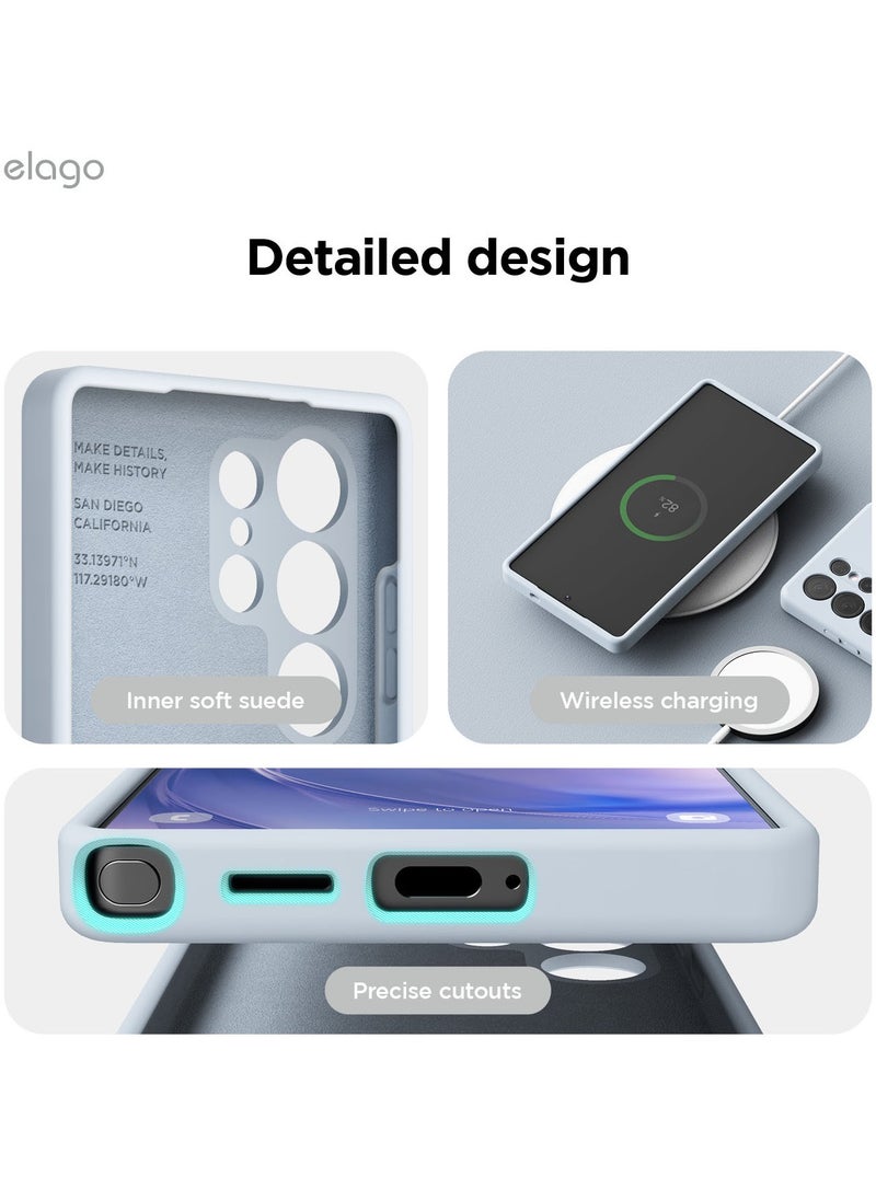 Elago - Liquid Silicone for Samsung Galaxy S25 ULTRA Case Cover Full Body Screen Camera Protective, Shockproof, Slim, Anti-Scratch Soft Microfiber Lining - Light Blue - Image 1