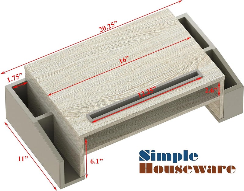 Simple Houseware Desk Monitor Stand Riser with Adjustable Organizer tray, Maple - Image 4