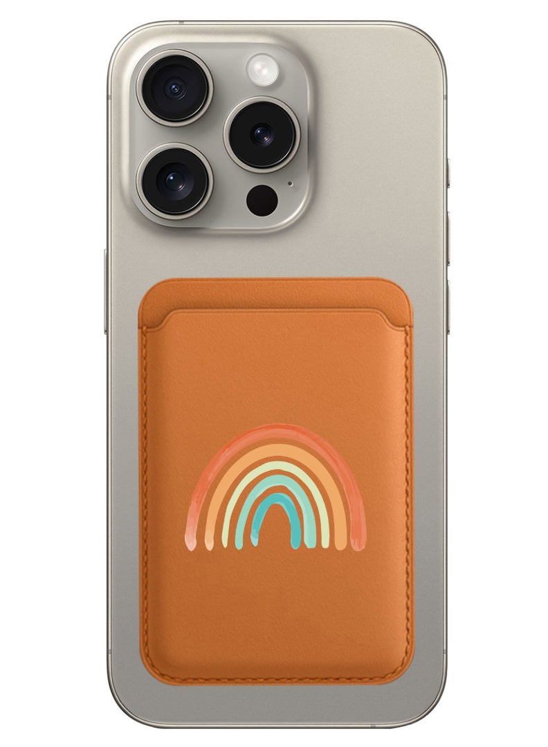 Theodor Magnetic Wallet, Compatible with MagSafe Wallet, for iPhone Wallet, for iPhone 16/15/14/13/12 Series, Not for iPhone 13/12 mini, 3 Card Holder, Vegan Leather, Brown - Rainbow - Image 1
