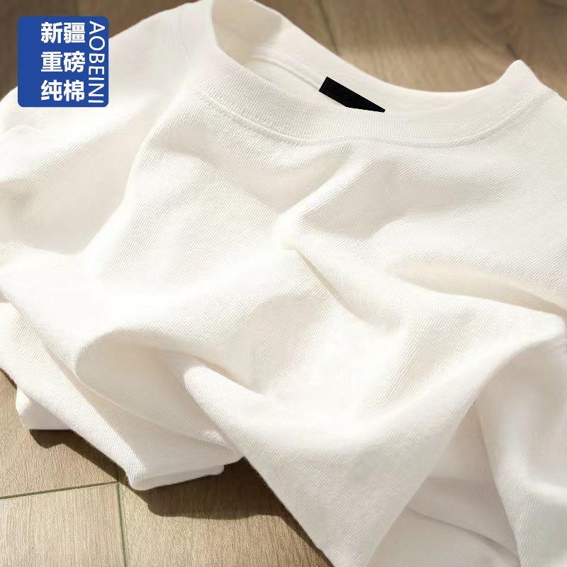 White Short-Sleeved T-Shirt For Women 2024 Slim Large Size Pure Cotton Bottoming Half-Sleeved Top Ins Clothes T-Shirt - Image 1