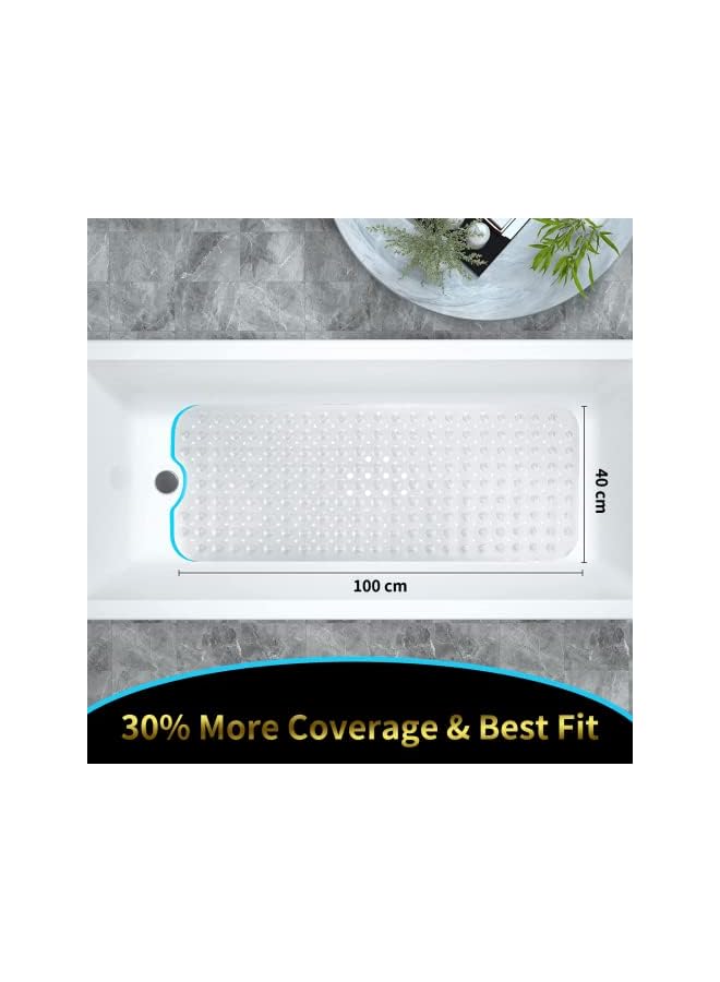Raxoom Bathtub Mats for Shower Tub, Extra Long Non-Slip Bath Tub Mat with Suction Cups and Drain Holes, 100x40cm Shower Mat for Bathroom Washable, Clear - Image 4