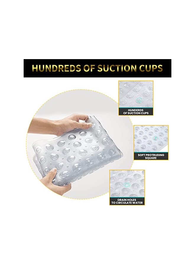 Raxoom Bathtub Mats for Shower Tub, Extra Long Non-Slip Bath Tub Mat with Suction Cups and Drain Holes, 100x40cm Shower Mat for Bathroom Washable, Clear - Image 3