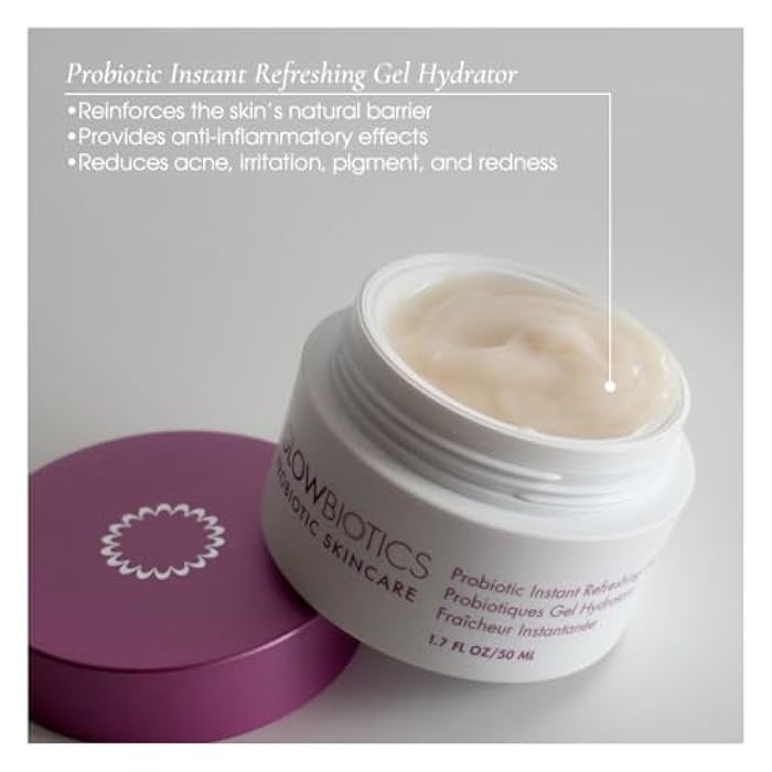 Glowbiotics Probiotic Instant Refreshing Gel Hydrator: Lightweight Moisturizer for Oily Skin, Restores Barrier & Calms Irritation with Vitamin C & Aloe Vera - Image 2
