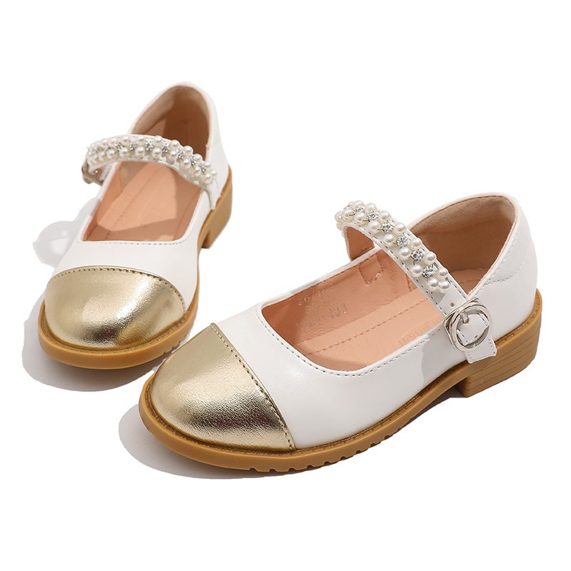 Toddler Girls Mary Jane Shoes 2024 New Thick Sole High Heel Princess Platinum 