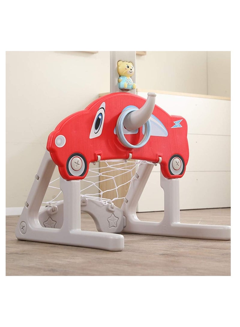 FULL JOY 5*1 Multifunctional Rocket Shape Basketball Set :Basketball, Soccer, Golf, Ring toss, Music ,Red  - Image 4