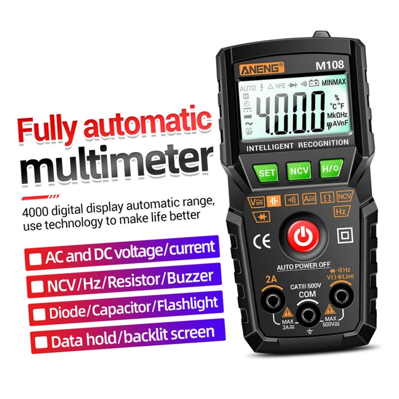 Digital Multimeter 4000 Counts Non Contact Voltage Tester With Continuity Diode Frequency Measurement - Image 5
