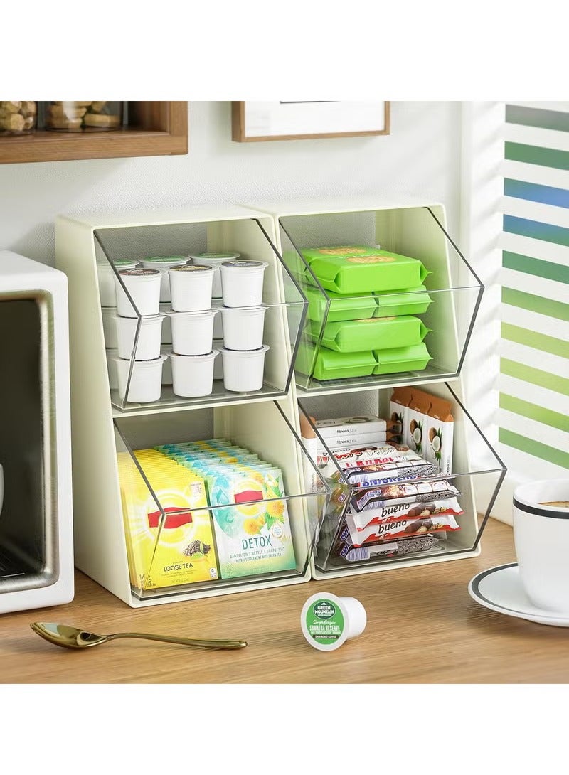 Coffee Capsule Storage Holder, Acrylic Storage Organizer, Clear Tea Bags Storage Organizer for K Cups, Tea Bags, Creamer, Sugar Bags, Capsule (2 Pack) - Image 2