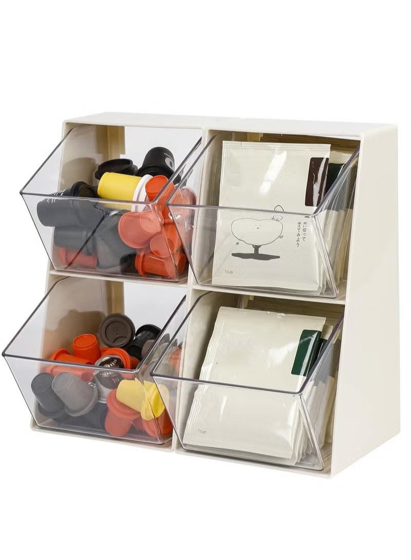 Coffee Capsule Storage Holder, Acrylic Storage Organizer, Clear Tea Bags Storage Organizer for K Cups, Tea Bags, Creamer, Sugar Bags, Capsule (2 Pack) - Image 1