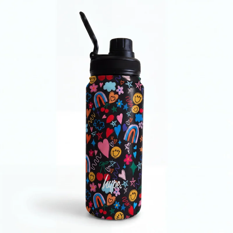 Just Hype HYPE Water Bottle Happy Days Doodle