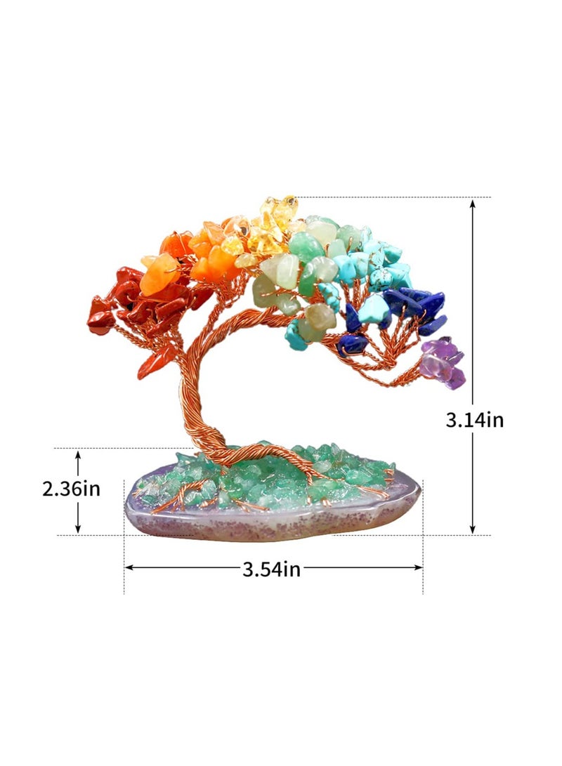 Excefore Mini Natural Reiki Healing 7 Chakra Good Luck Money Tree - Crystal Tree with Agate Base, Meditation Spiritual Decor for Good Luck, Wealth & Prosperity Reiki Life Money Tree of Love - Image 2