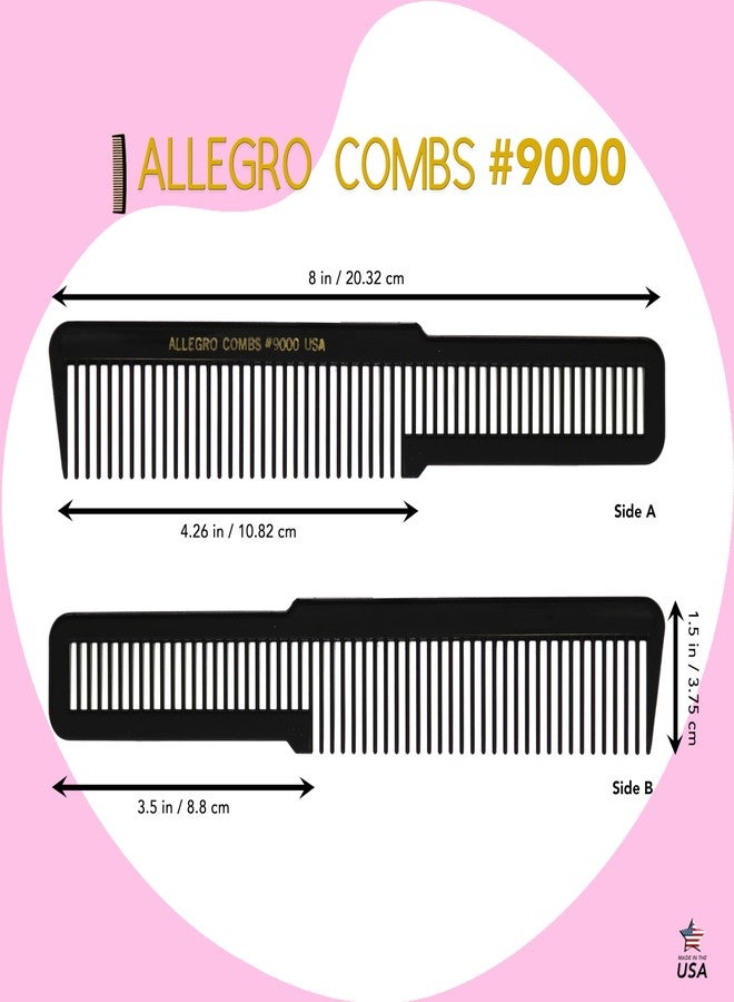 Allegro Combs 9000 Clipper Cutting Blending Fading Combs 6 Pk. (Black) - Image 2