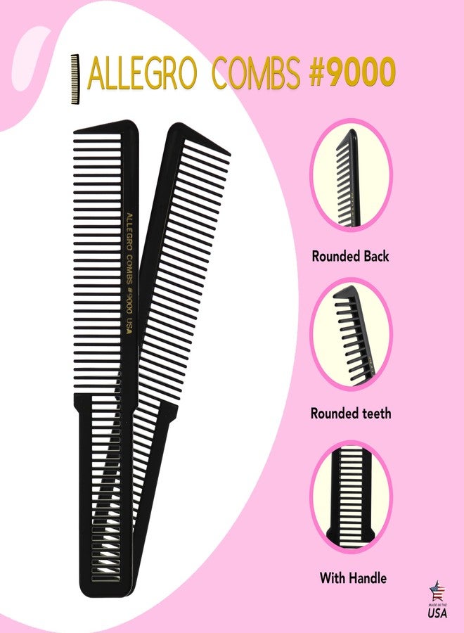 Allegro Combs 9000 Clipper Cutting Blending Fading Combs 6 Pk. (Black) - Image 4
