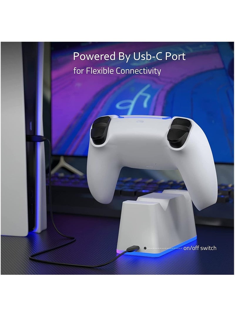 CHEROSIN محطة شحن لجهاز التحكم PS5 مع إضاءة RGB، قاعدة شحن سريعة لجهاز التحكم PlayStation 5، مؤشر LED، كابل USB C، تصميم قابل للنقر، حماية ذكية وآمنة لجهاز التحكم PS5 - Image 3