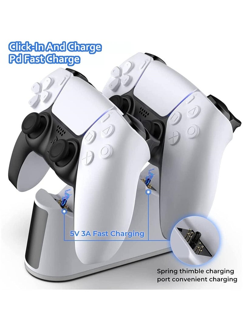 CHEROSIN محطة شحن لجهاز التحكم PS5 مع إضاءة RGB، قاعدة شحن سريعة لجهاز التحكم PlayStation 5، مؤشر LED، كابل USB C، تصميم قابل للنقر، حماية ذكية وآمنة لجهاز التحكم PS5 - Image 5