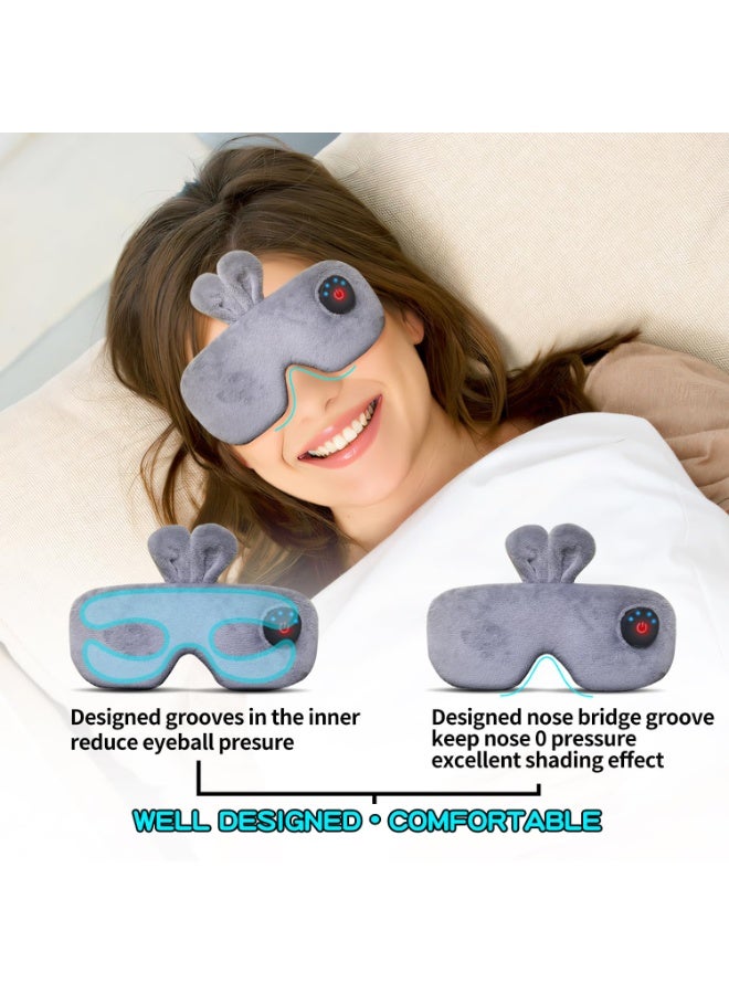 SYOSI Cordless Heated Eye Mask, Cute Rechargeable Sleep Eye Mask with Battery Indicators, Warm Eye Compress for Dry Eye Relief (Grey) - Image 4