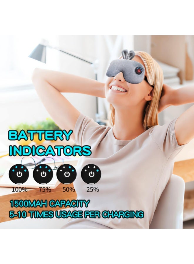 SYOSI Cordless Heated Eye Mask, Cute Rechargeable Sleep Eye Mask with Battery Indicators, Warm Eye Compress for Dry Eye Relief (Grey) - Image 2