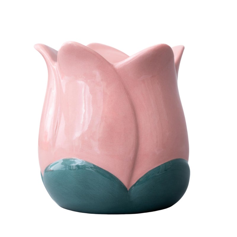 ban.do Cute Flower Vase for Coffee Table Decor/Centerpieces/Dining Table, Small Unique Ceramic Vase (Pink) - Image 2