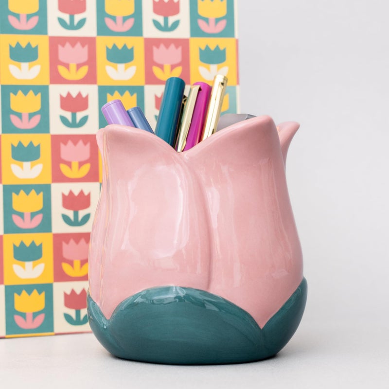 ban.do Cute Flower Vase for Coffee Table Decor/Centerpieces/Dining Table, Small Unique Ceramic Vase (Pink) - Image 4