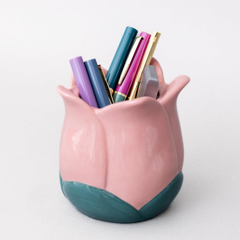 ban.do Cute Flower Vase for Coffee Table Decor/Centerpieces/Dining Table, Small Unique Ceramic Vase (Pink) - Image 5