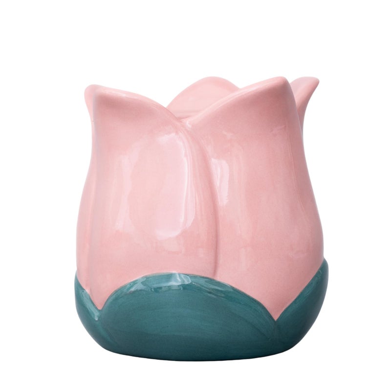ban.do Cute Flower Vase for Coffee Table Decor/Centerpieces/Dining Table, Small Unique Ceramic Vase (Pink) - Image 1
