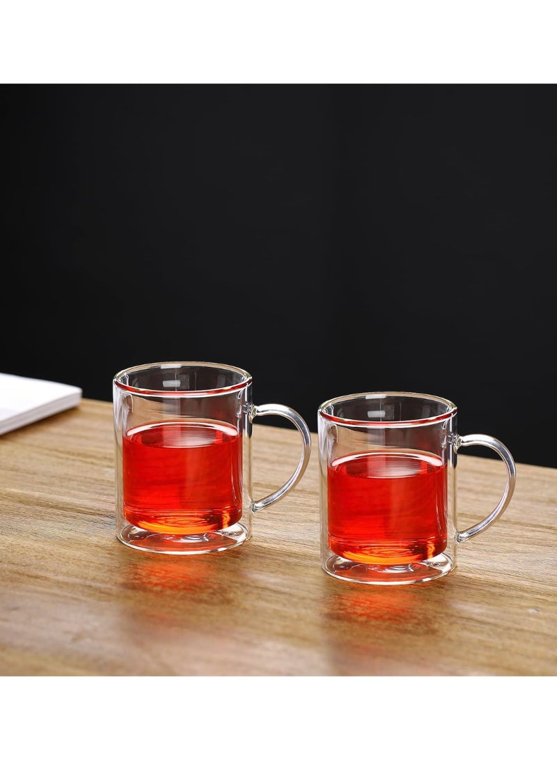 Orchid Double Wall Glass Cup Set 350ml, 2PCS Borosilicate Insulated Heat-Resistant Tea Set, Clear Coffee Mug Set for Hot & Cold Beverage Glass Set, Drinkware Set - Image 1