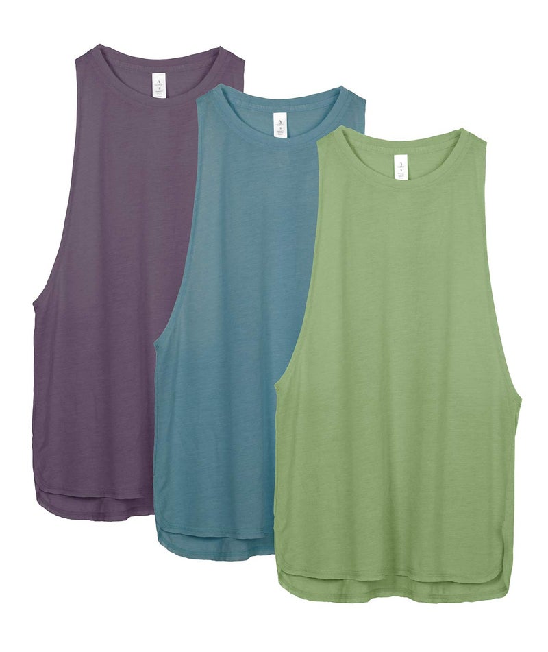 Icyzone Women's Workout Tank Tops (3-Pack) - Running, Gym, Yoga, Athletic Shirts - M (Sweet Pea/Lake Blue/Plum Purple) - Image 1