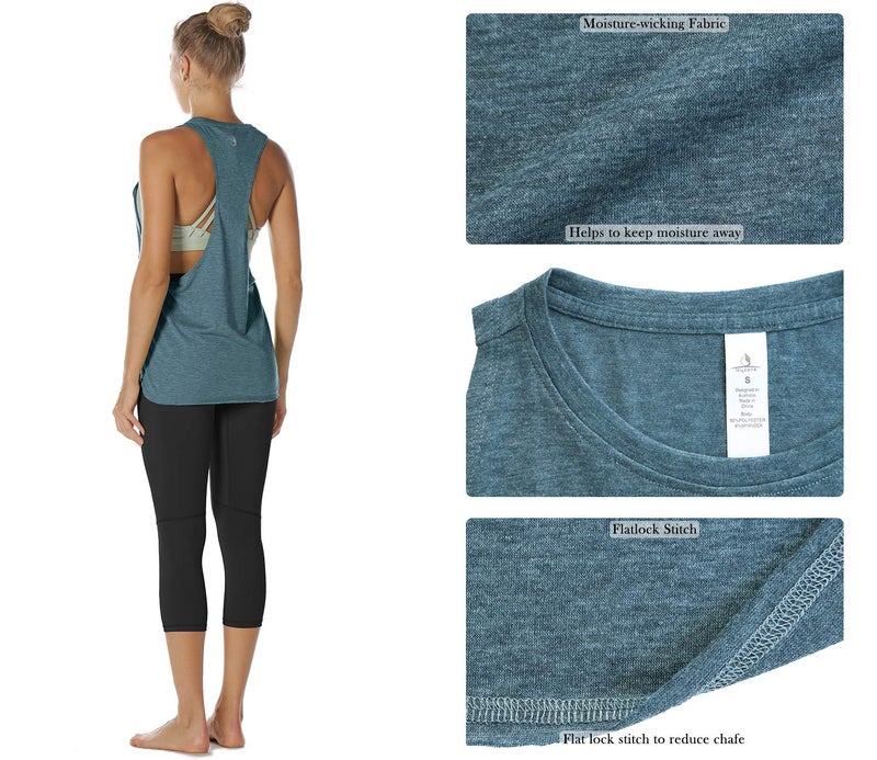 Icyzone Women's Workout Tank Tops (3-Pack) - Running, Gym, Yoga, Athletic Shirts - M (Sweet Pea/Lake Blue/Plum Purple) - Image 5