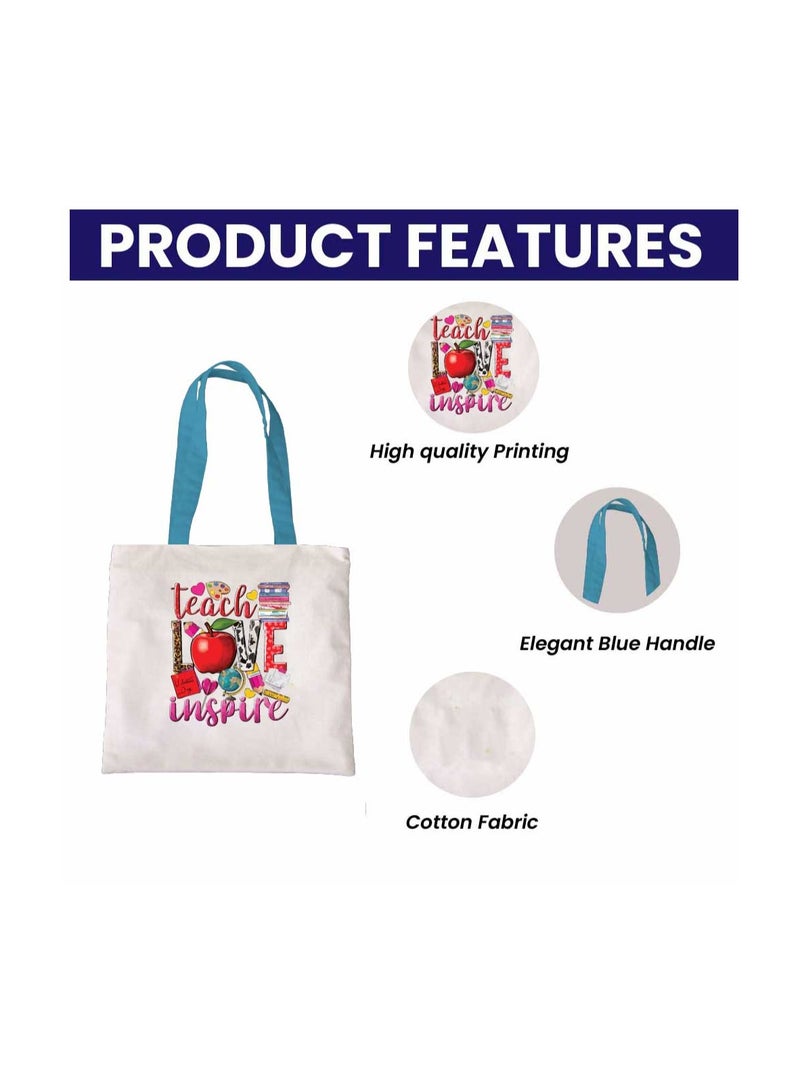 PRINTSHOP4ME Teacher's Day Combo Blue Handled Cotton Bag - Two Tone Orange Mugs and Cosmetic Pouch - Teacher's Day Stylish Gift Combo Set from Students - Image 3