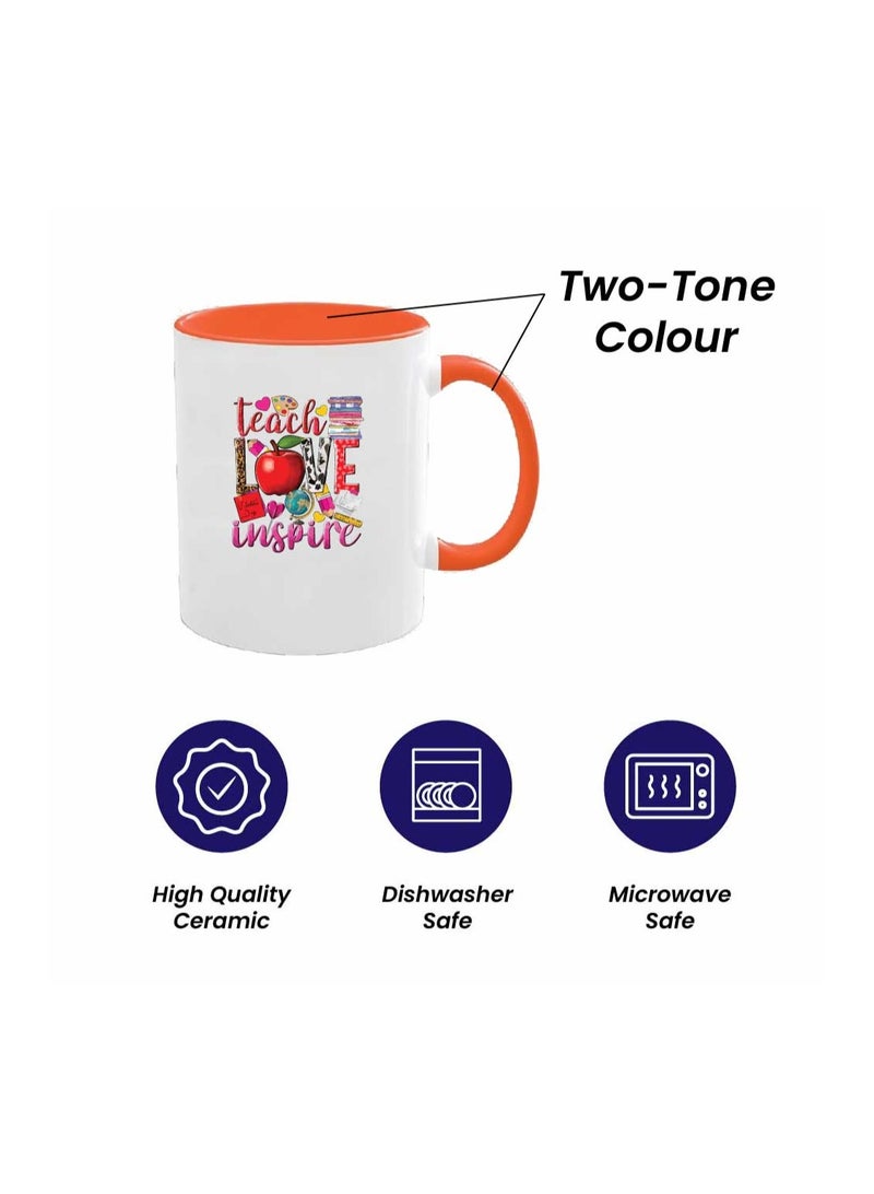 PRINTSHOP4ME Teacher's Day Combo Blue Handled Cotton Bag - Two Tone Orange Mugs and Cosmetic Pouch - Teacher's Day Stylish Gift Combo Set from Students - Image 4