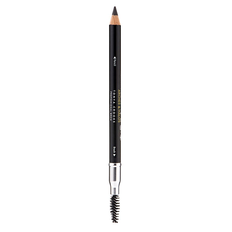 Arches & Halos Precision Brow Shaping Pencil - Dual Ended Wood Pencil - Buildable, Pigmented, Precise Brow Color - Vegan and Cruelty Free Makeup -Charcoal, 0.07 oz - Image 1