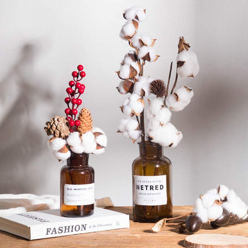 DomeStar Cotton Stems 8 Packs with 15 Bolls, Natural Dried Flowers Cotton Sprigs for Vase Fillers and Floral Arrangements - Fall Decorations and DIY Crafts - Image 5