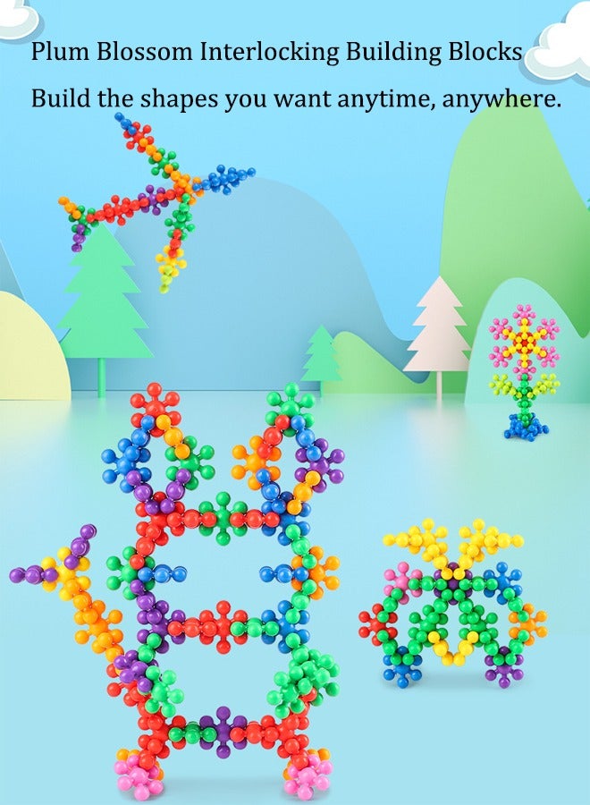Loquat 260-piece plum blossom building block particle toy 3D three-dimensional assembly building block toy Architectural building block toy Children's puzzle toy Enlightenment education With storage box  - Image 4