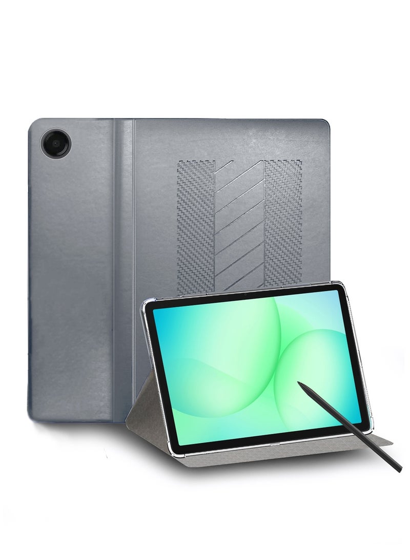 BYTER Samsung Galaxy Tab A11 4G 2025 (8.7 inch) Classic PU Leather Trifold Stand Flip Case Cover (TCFPSR) - Grey - Image 1