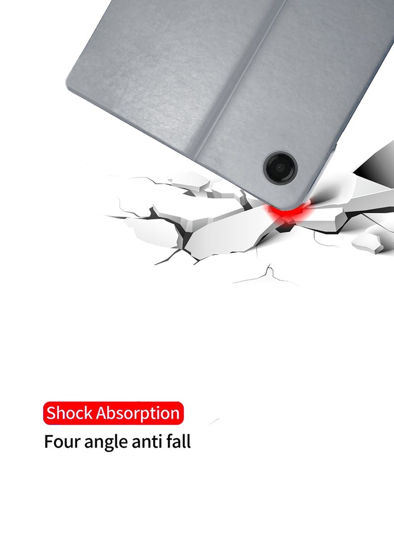 BYTER Samsung Galaxy Tab A11 4G 2025 (8.7 inch) Classic PU Leather Trifold Stand Flip Case Cover (TCFPSR) - Grey - Image 5