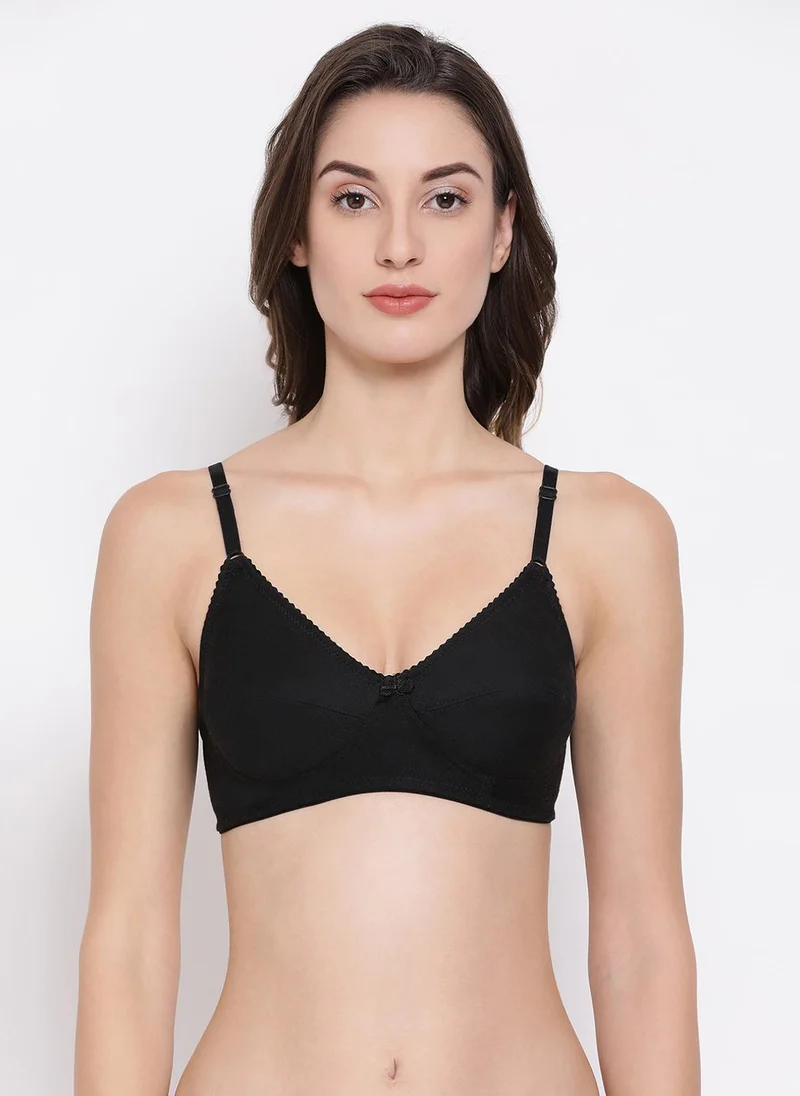 Clovia Clovia Pack of 2 Non-Padded Non-Wired Full Coverage Bra in Black || Maroon - Cotton