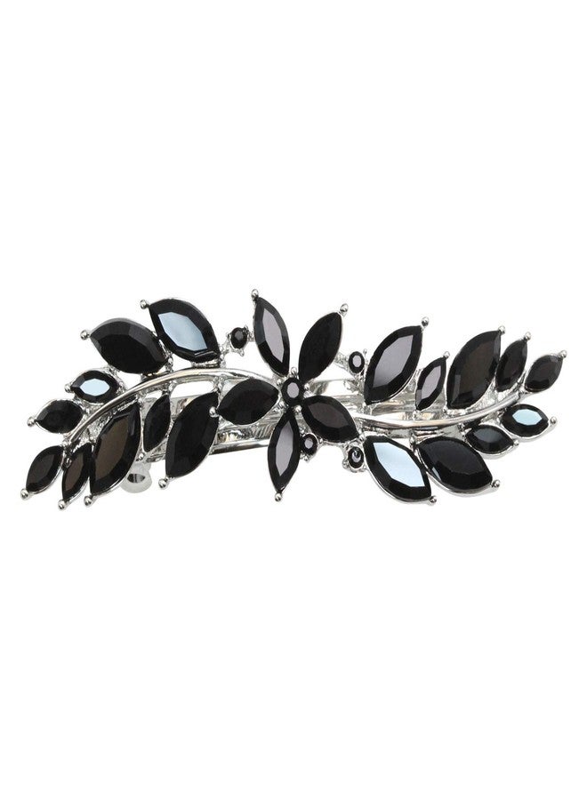 Faship Gorgeous Black Rhinestone Crystal Small Flower Hair Barrette Clip - Image 1