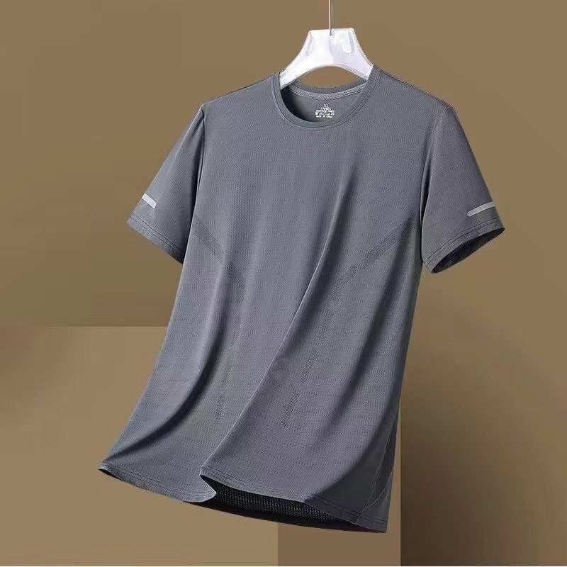 Summer Ice Silk Short-Sleeved T-Shirt Men'S Quick-Drying Mesh Loose Plus Size Men'S All-Match White Short-Sleeved T-Shirt Men'S T-Shirt - Image 4