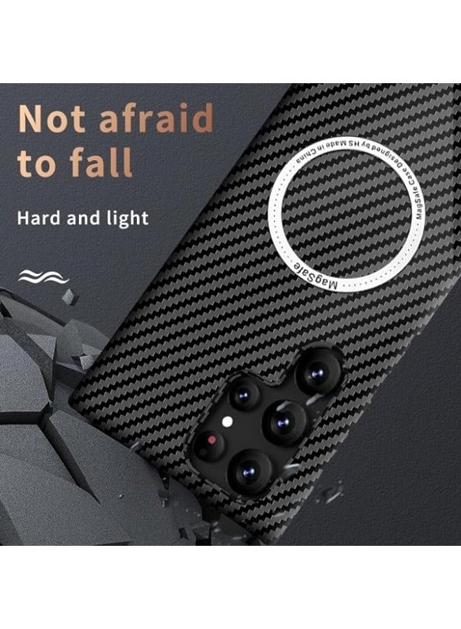 General Samsung Galaxy S24 Ultra Case with Magnetic wireless Charger Carbon Fiber Texture AntiScratch Slim Matte Back Full Around Protection Cover  - Image 2