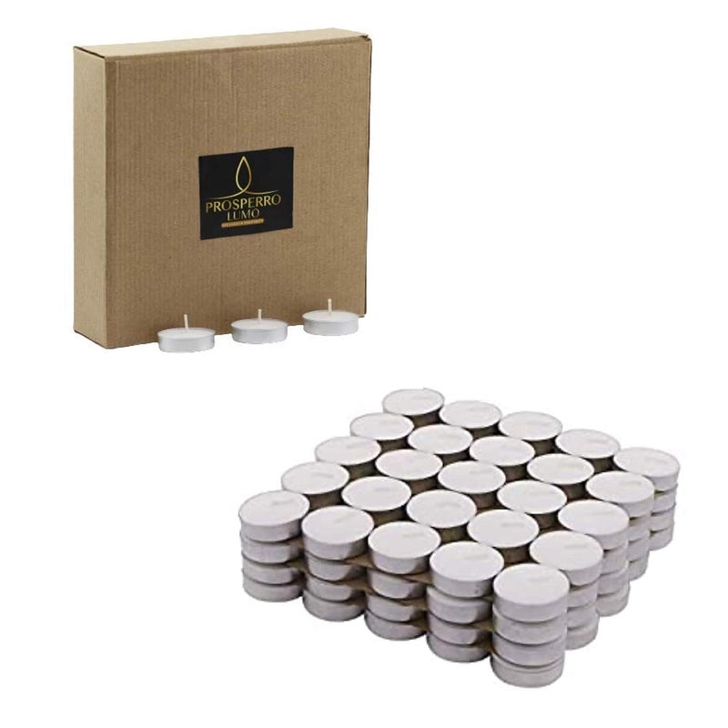 PROSPERRO LUMO Paraffin Wax Candles Tea Light Set Of 100 Unscented 3 Hr 36 X 11 Cm