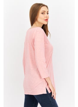 Eddie Bauer Women V-Neck Long Sleeve Solid Top, Pink  - Image 4