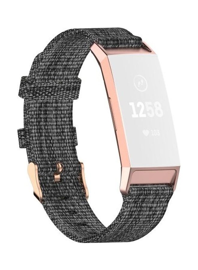 BGM Braided Nylon Strap Plastic Head Watchband For Fitbit Charge 4/3/3SE Size: Free Size Dark Gray - Image 1