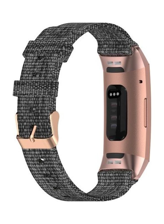 BGM Braided Nylon Strap Plastic Head Watchband For Fitbit Charge 4/3/3SE Size: Free Size Dark Gray - Image 2
