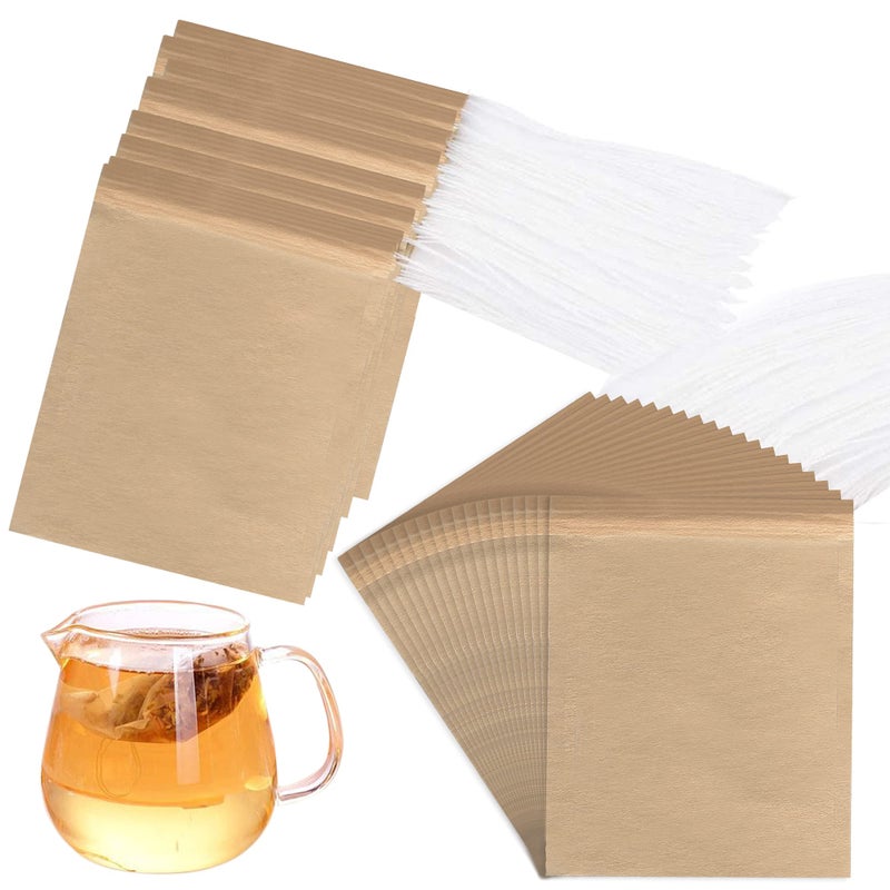 Numola Unbleached Tea Filter Bags with Disposable Drawstring Tea Bags Empty Wood Pulp Filter Paper Organic Tea Infuser Bag for Loose Leaf Tea 200 Pcs 32 x 42